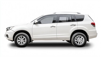 Luxury White SUV Car Side View Isolated on White Background for Automotive Design Projects