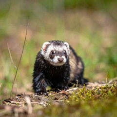Black-footed Ferret in the forest 