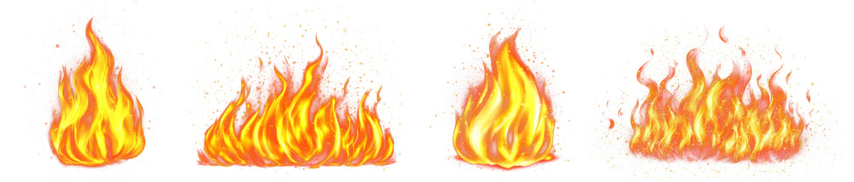 PNG Vibrant animated flames flickering, element set on transparent background