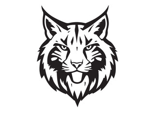 Black Lynx head silhouette on white background. Minimalist logo design of a lynx cat. Lynx icon. Lynx logo. 