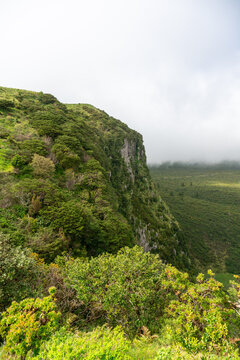 View over Rocha do Chambre on Trilho Rocha do Chambre - PRC06 on Terceira in the Azores of Portugal