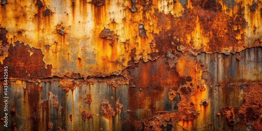 Aufkleber Intricate Texture of Heavily Oxidized Metal Surface with Deeply Etched Patterns and a Rich Palette of Rust Hues