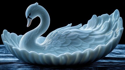 Fototapeta premium Elegant porcelain swan in a shallow dish