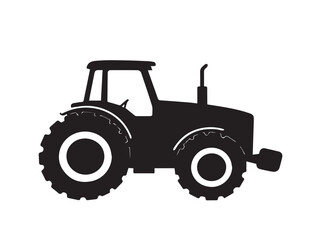 Farm tractor, black and white silhouette logo design isolated on a white background. A farm Tractor Silhouette. Vector illustration.	

