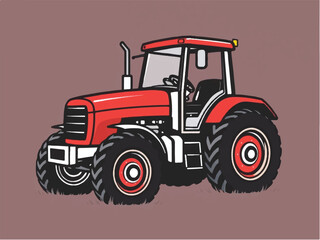 Tractor flat vector design. Farm Tractor Agricultural Machinery Farming Equipment.