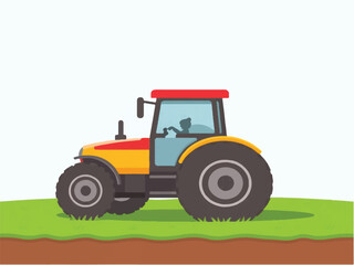Tractor flat vector design. Farm Tractor Agricultural Machinery Farming Equipment.