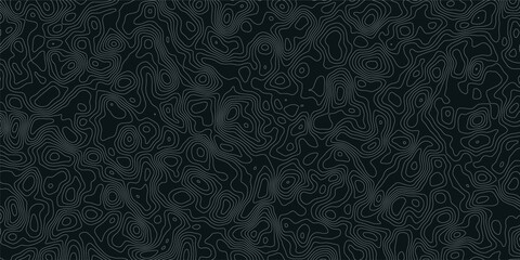 Abstract geometric vector illustration wavy black and white contour line topographic design.