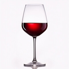 Bicchiere di vino rosso su sfondo bianco