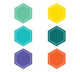 Set of colorful geometric shapes in vector illustration with polygonal frames as web design elements