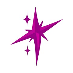 Obraz premium A vibrant purple, four-pointed star with smaller stars