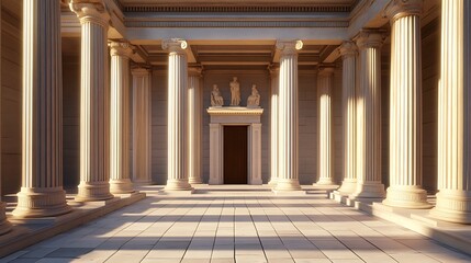 Majestic Greek temple with towering columns and intricate architectural details high resolution picture