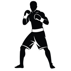 Boxer Mid-Punch Silhouette Vector