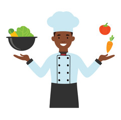 Chef Juggling Pan and Vegetables Vector