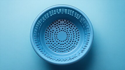 Empty light blue perforated bowl