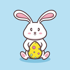 Cute easter eggs with bunny. happy easter holiday concept. minimal style. Festive design with Cute Easter rabbit. Vector illustration
