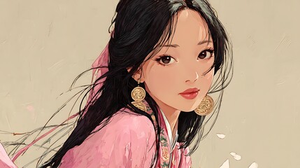 Portrait of woman in pink attire