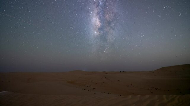 Day to night 4k Time lapse of camping in desert sans dune with beautiful night Stars milky way motion