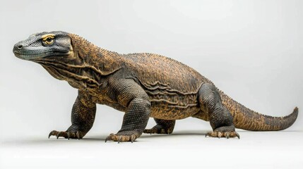 Obraz premium Komodo Dragon on the prowl: A majestic Komodo dragon, its scales gleaming in the light, walks with purpose. Capture a glimpse of this unique creature, a symbol of prehistoric wonder