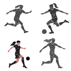 Soccer Player Kicking Ball Silhouette Vector Bundle Set