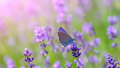 Nature background concept. purple butterfly on Beautiful summer lavender 