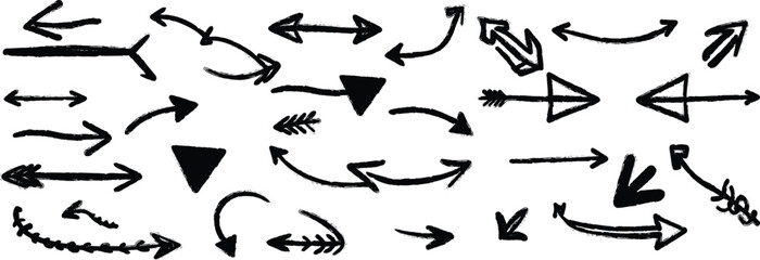 Brush Type Arrow Vector icon Silhouette Collection for Creative Design, Art Projects, and Graphic Elements. Eps 10