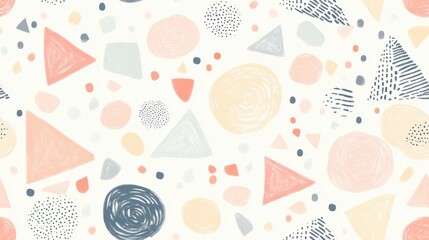 Fototapeta premium Cute Pastel Geometric Seamless Pattern for Children's Designs an