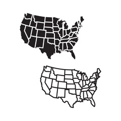 USA Map Silhouette &ndash; Clean Line Art Vector on White Background