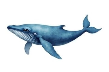 Fototapeta premium Watercolor Whale in Gentle Ocean Blues on White Background