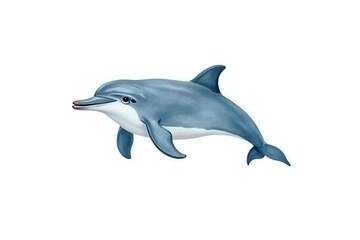 Watercolor Dolphin with Sleek and Playful Design on White Background