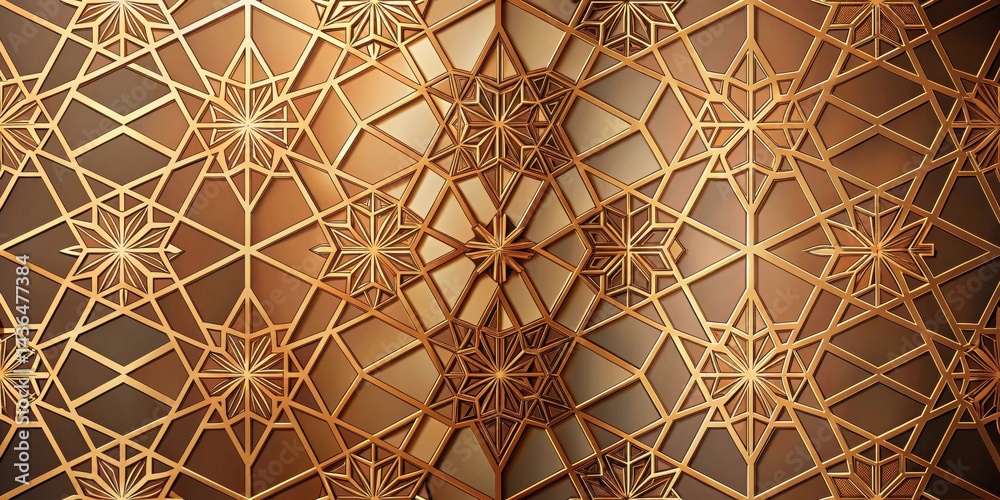 Aufkleber Intricate Golden Geometric Pattern with Starburst Motifs and a Subtle Gradient Background