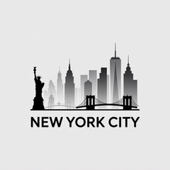 Naklejka premium New York City Skyline Silhouette — Iconic Urban Landmark Vector Illustration