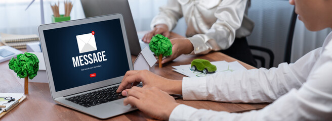 Email notification message showing on computer screen brisk. Digital marketing message information...