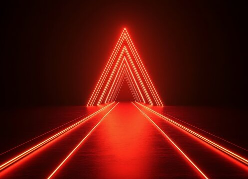 A vibrant teal neon arrow is seen rising against a dark and ominous backdrop, with its path illuminated by streaks of pink and blue light that symbolize progress and the act of moving forward