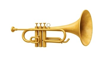 Obraz premium Watercolor Trumpet in Shiny Gold Metal, Isolated White Background