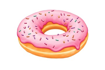 Watercolor Pink Donut with Sprinkles