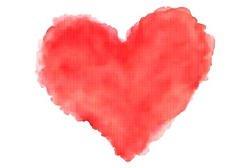 Watercolor Heart Shape in Romantic Red Hue