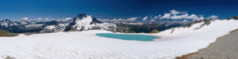 Colorful summer panorama of the Lac Blanc lake with Mont Blanc (Monte Bianco) on background created by ai