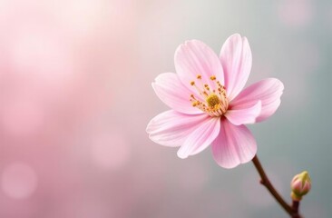 Obraz premium Pink background with floral field shadow