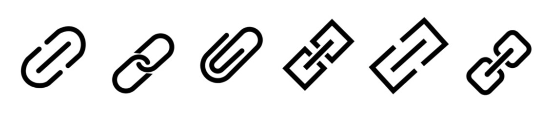 attachment icon, Internet URL webpage url link icons set. Chain, link icon vector isolated on white background, Paperclip Icon, 
