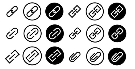 attachment icon, Internet URL webpage url link icons set. Chain, link icon vector isolated on white background, Paperclip Icon, 
