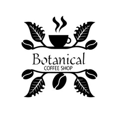 Botanical Coffee Shop Logo Vintage Coffee Design Logo Silhouette Vector