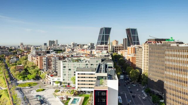 Timelapse of the madrid financial district 