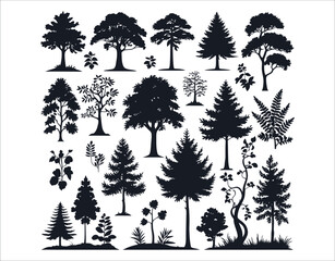 Fototapeta premium Symmetrical Forest Tree Line Silhouette