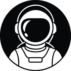 Astronaut Icon Black and White Circular Design