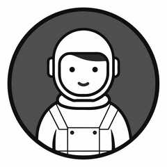 Simple Icon of a Smiling Astronaut in a Spacesuit