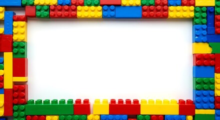 Fototapeta premium Rainbow Brick Frame AI Generated