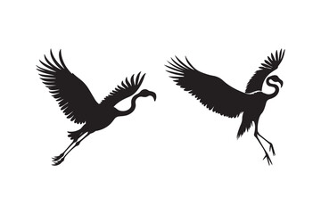 Flying Flamingo Silhouette Vector Art Elegant Bird in Flight Outline for Print, Tattoo, and Design