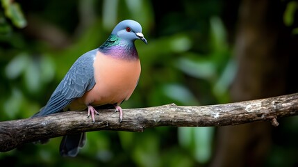 Obraz premium Beautiful Passenger Pigeon Perched on a Branch in Natural Habitat