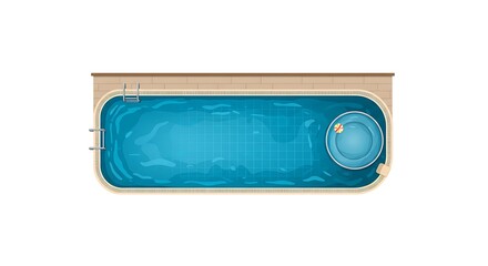 Fototapeta premium Swimming Pool with Hot Tub Aerial View of Blue Water