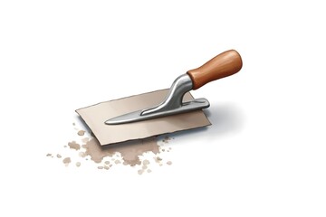 Watercolor Illustration of a Bricklayer’s Trowel on White Background